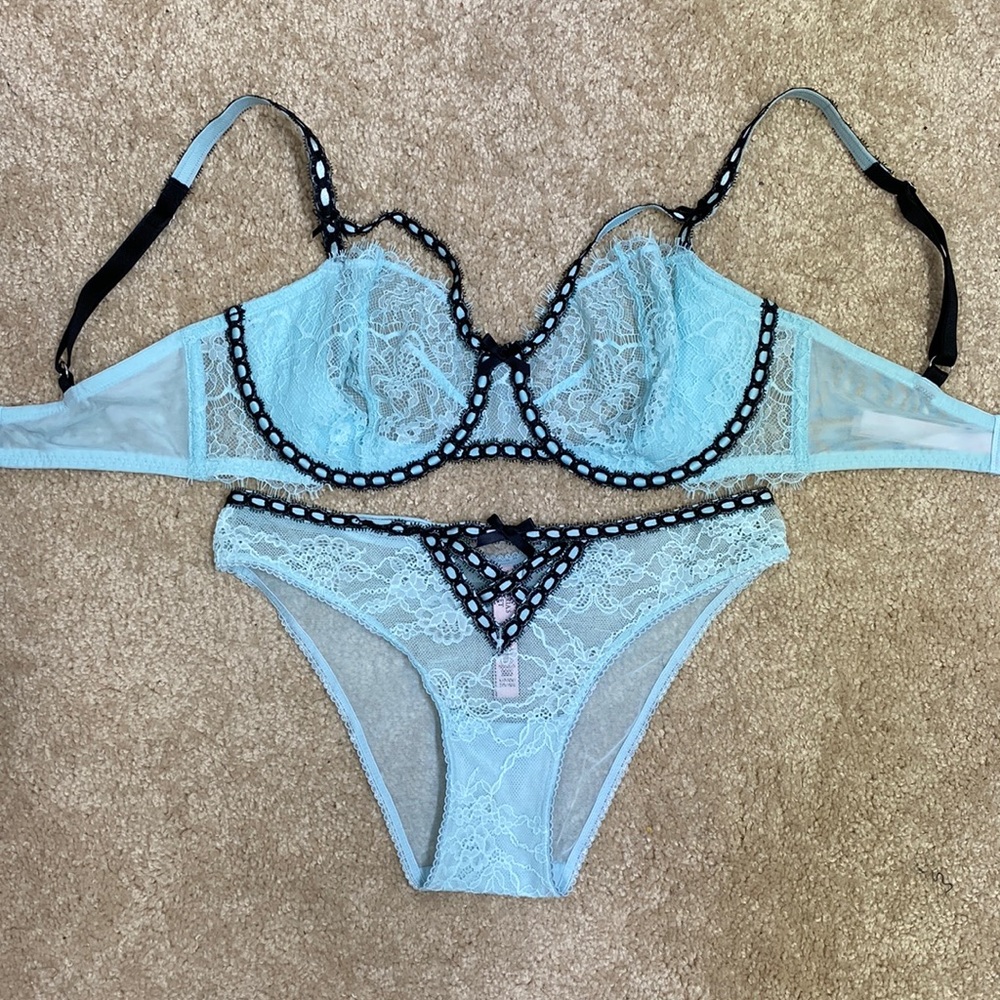 Unlined Ribbon Opal Blue Lingerie